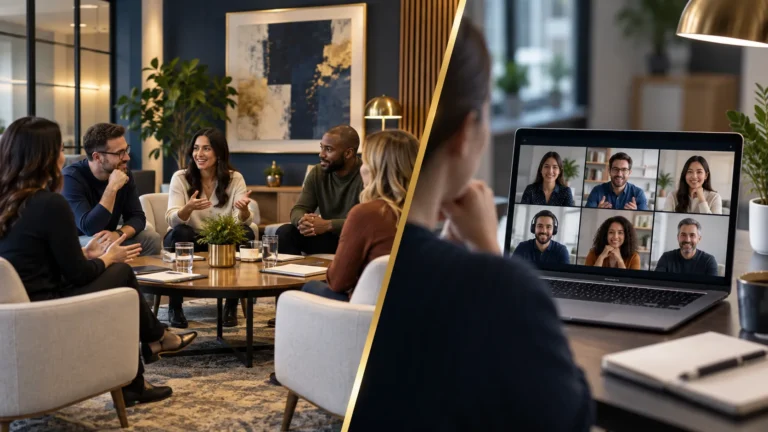 In-person focus group and online research participants shown side by side